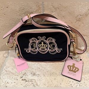 Juicy Couture Juicy Lovers Club Camera Bag Black and Pink Crossbody Bag NWT